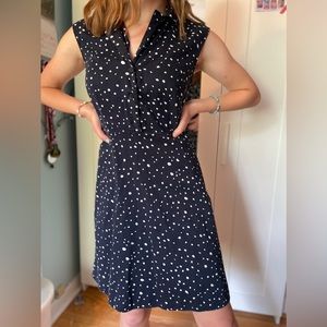 Ann Taylor Navy & White Polkadot Women's Dress, size 8 petite